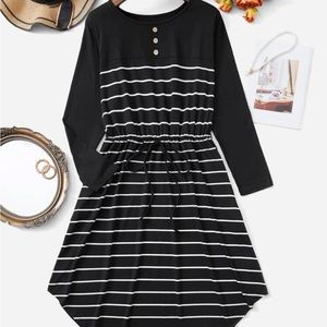 Plus Striped Print Drawstring Waist Curved Hem Dress Size 18 NWT